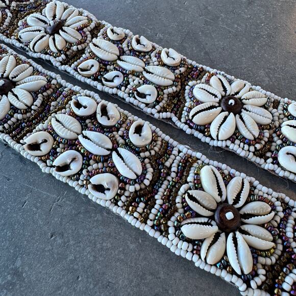 Vintage Y2k Embellished Seashell Rhinestone Tie Belt Boho Fairy 31" - Picture 2 of 4